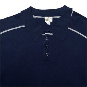 Armani Collezioni L/S Polo Sweater XXL Mens Silk Cotton Navy Old Money